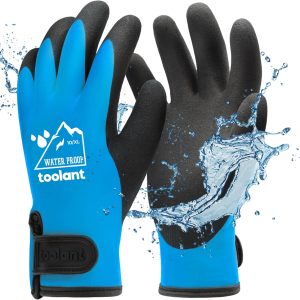 100% Waterproof Gloves for Men and Women, Winter Work Gloves for Cold Weather, Touchsreen, Thermal Gloves for Freezer Work, Fishing and Gardening, With Grip, Blue, X-Large
