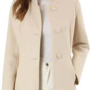Women's Winter Overcoat Mid-Long Stand Collar Single Breasted Coat Outerwear
