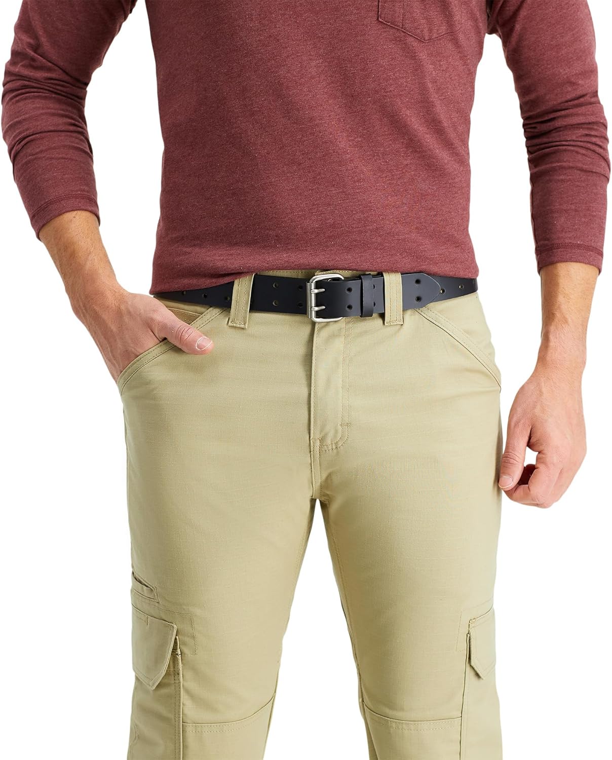 Men's Leather Double Prong Belt - Image 5