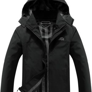 Men's Lightweight Waterproof Hooded Rain Jacket Outdoor Raincoat Shell Jacket for Hiking Travel