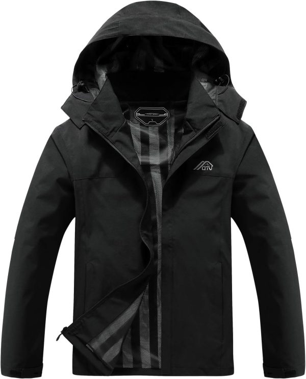 Men's Lightweight Waterproof Hooded Rain Jacket Outdoor Raincoat Shell Jacket for Hiking Travel
