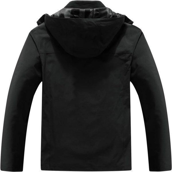 Men's Lightweight Waterproof Hooded Rain Jacket Outdoor Raincoat Shell Jacket for Hiking Travel - Image 2