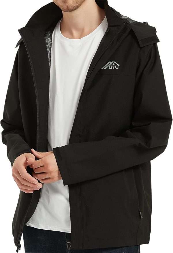 Men's Lightweight Waterproof Hooded Rain Jacket Outdoor Raincoat Shell Jacket for Hiking Travel - Image 5