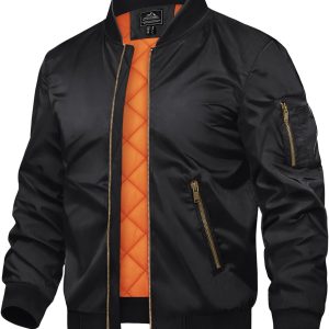 Men's Jackets-Bomber Jacket Fall Winter Warm Windbreaker Full Zip Casual Padded Coats